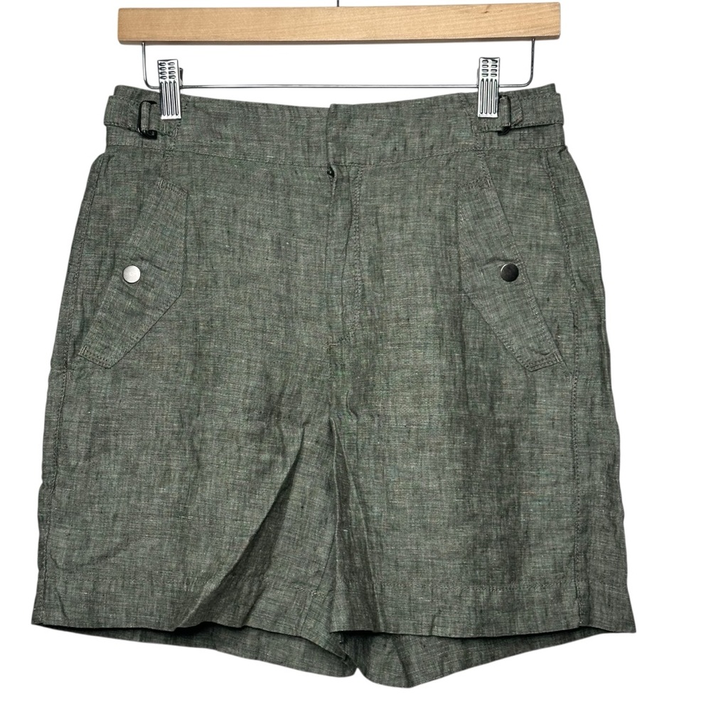 Athleta Olive Voyager Linen Short Sz 4 - Picture 4 of 7